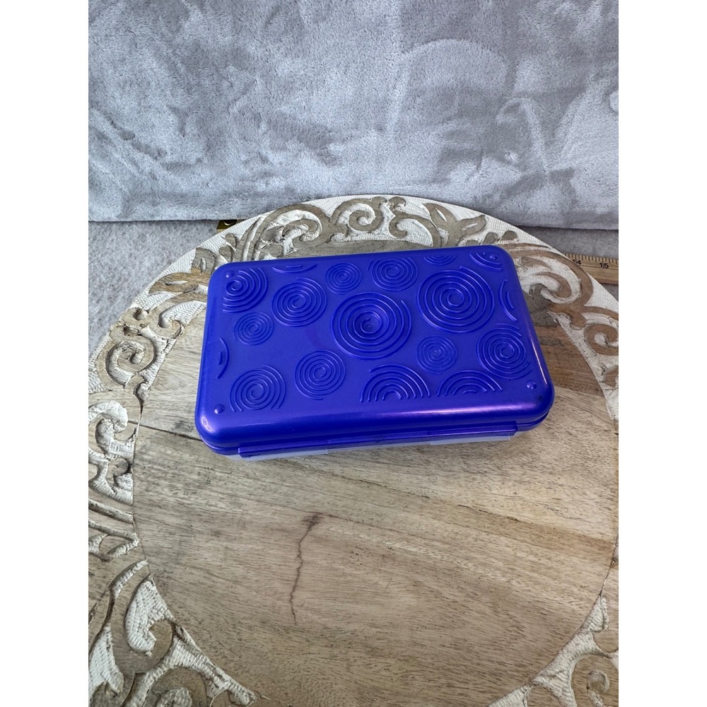 Vintage Spacemaker Purple Swirl Pencil Box Plastic School Supply Case 8x5 USA